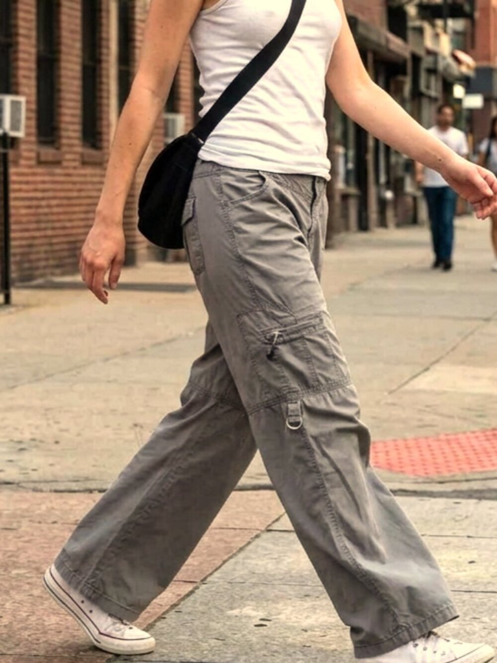 X-Mail Womens Vintage Y2K Wide Leg Cargo Pants 42 (10-12) Large Gray Convertible